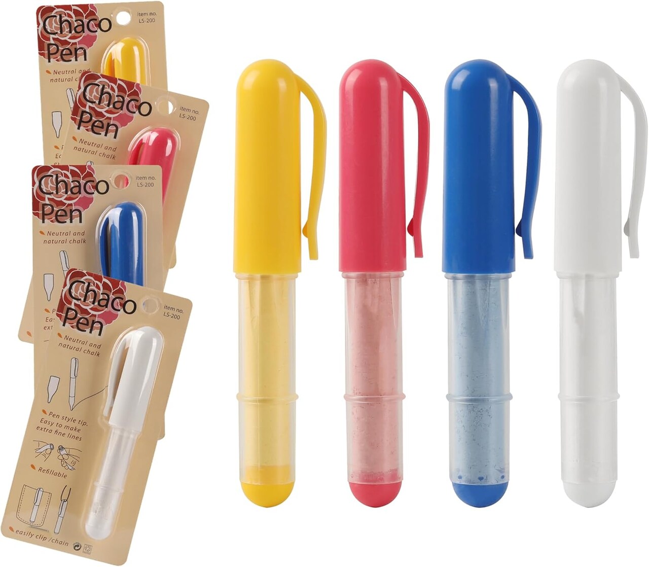 Fabric Chalk Markers (Red, Yellow, Blue, White) -Erase Tailor’s (Red & Yellow & Blue & White)